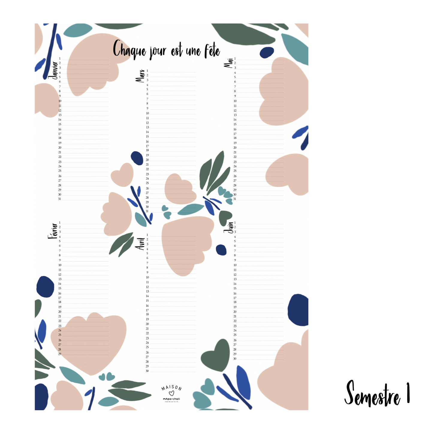 Calendrier permanent « Chaque jour est une fête »