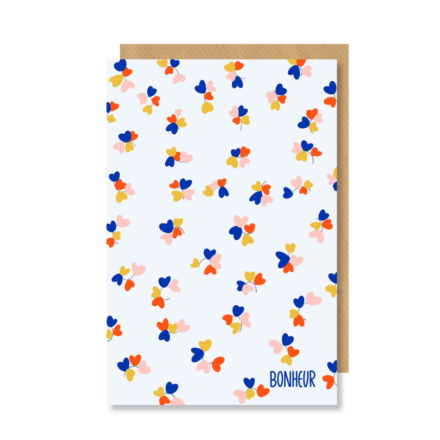 Carte BONHEUR " trèfles de coeur"