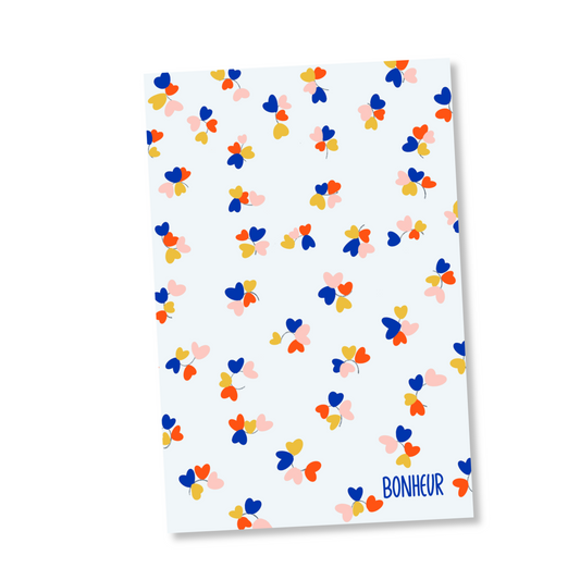 Carte BONHEUR " trèfles de coeur"