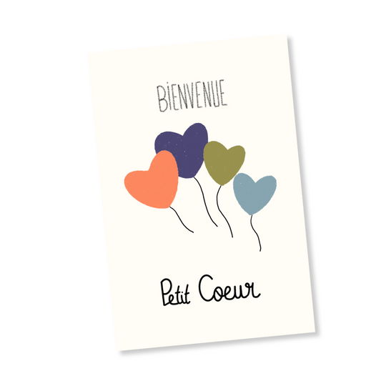 Carte BIENVENUE Petit coeur Ballons