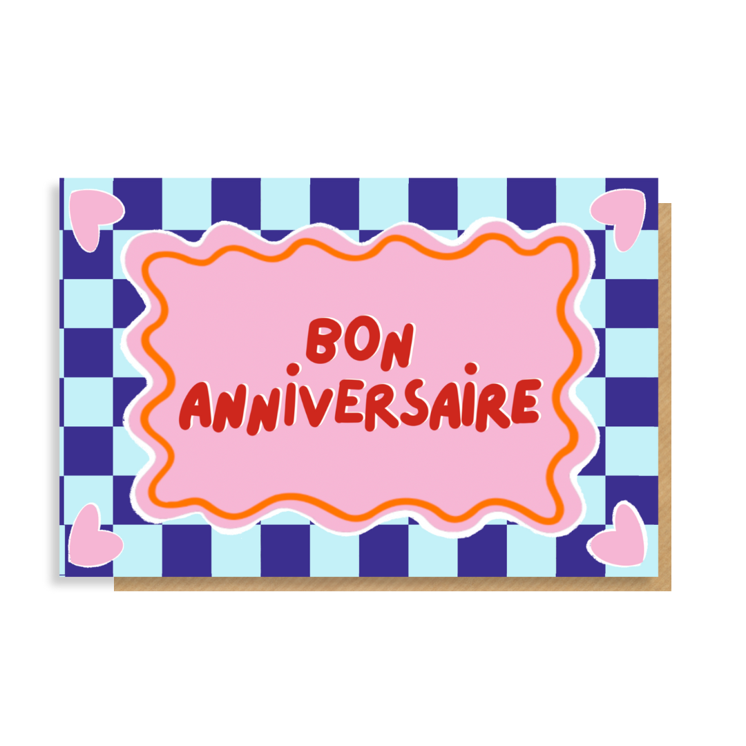 Carte BON ANNIVERSAIRE damier