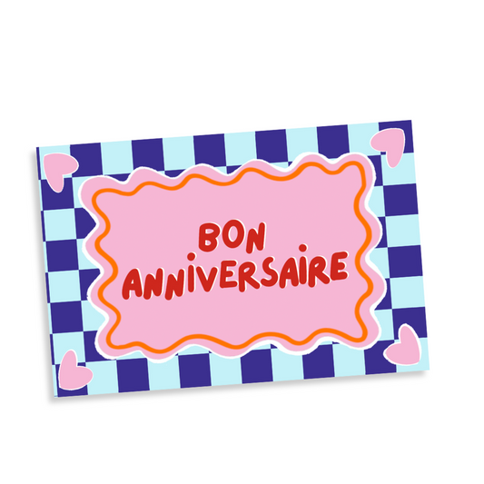Carte BON ANNIVERSAIRE damier