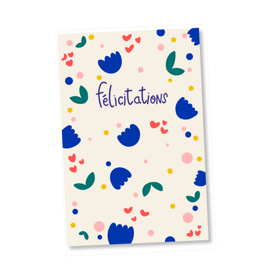 Carte FÉLICITATIONS "confettis tulipes"