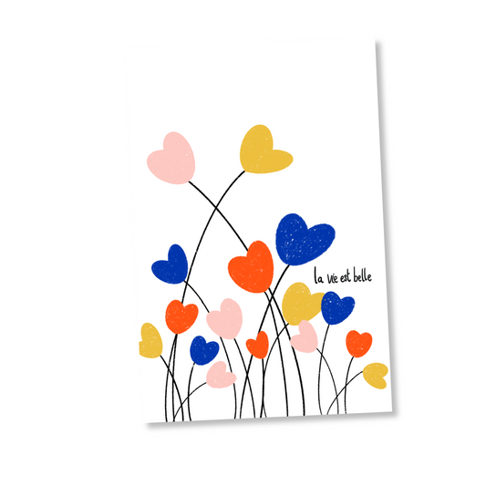 Carte LA VIE EST BELLE "cœurs des champs"