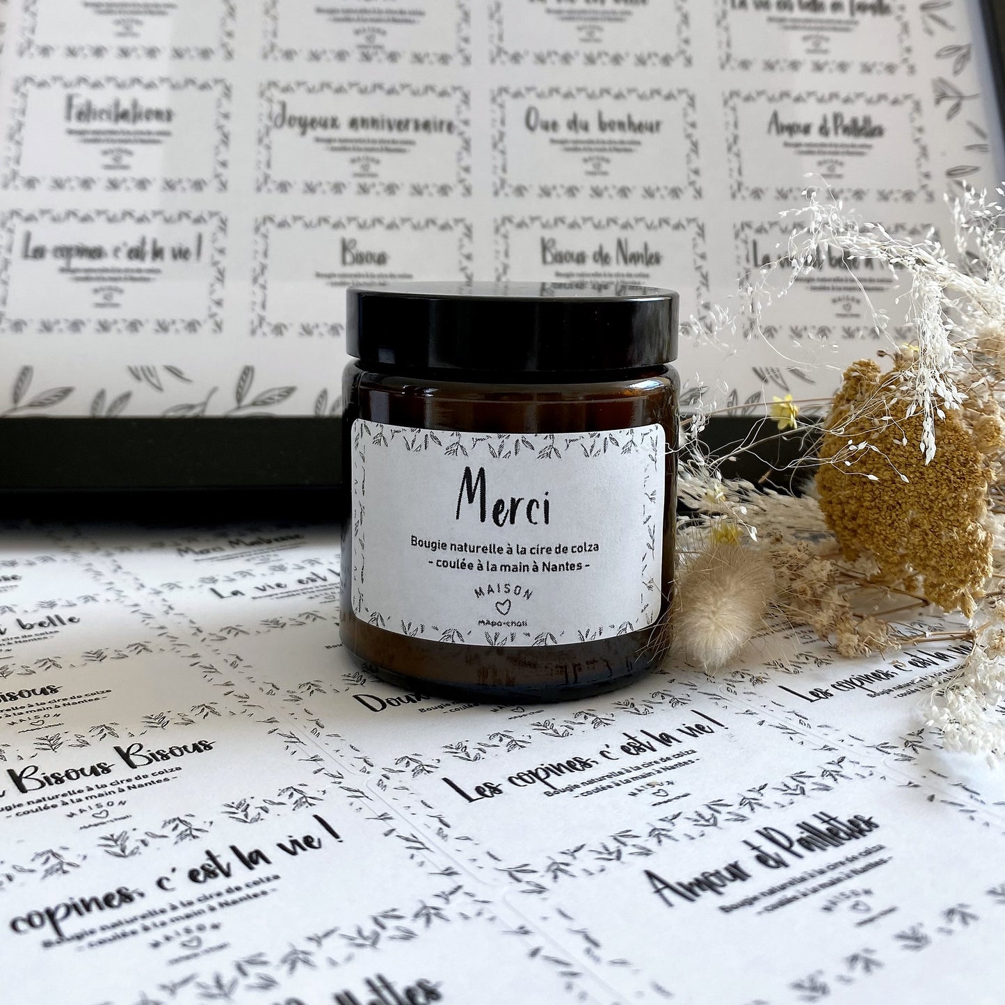 Bougie artisanale parfumée "MERCI" 100gr