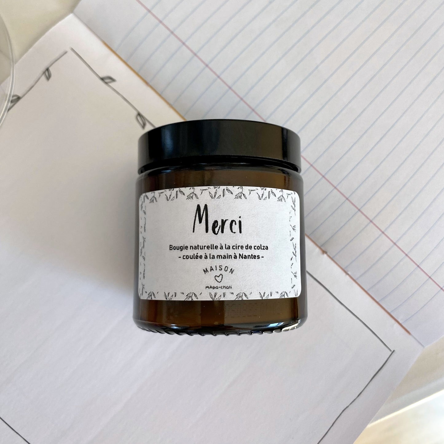 Bougie artisanale parfumée "MERCI" 100gr
