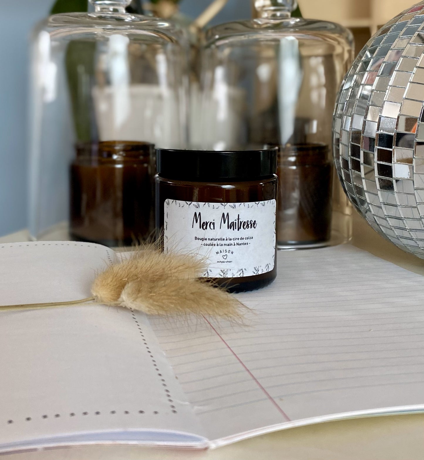 Bougie artisanale parfumée "MERCI MAÎTRESSE" 100gr