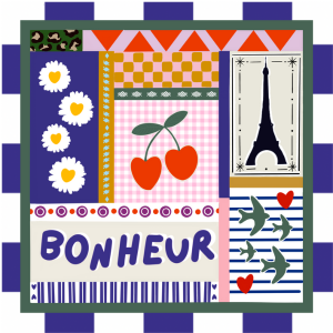 Sticker carré "BONHEUR"