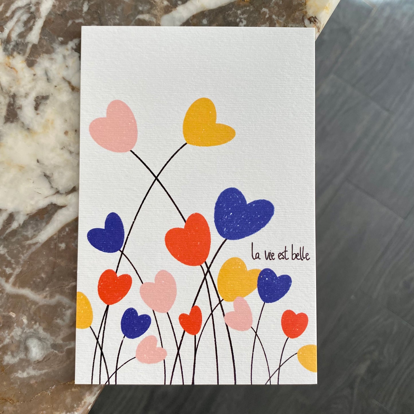 Carte LA VIE EST BELLE "cœurs des champs"