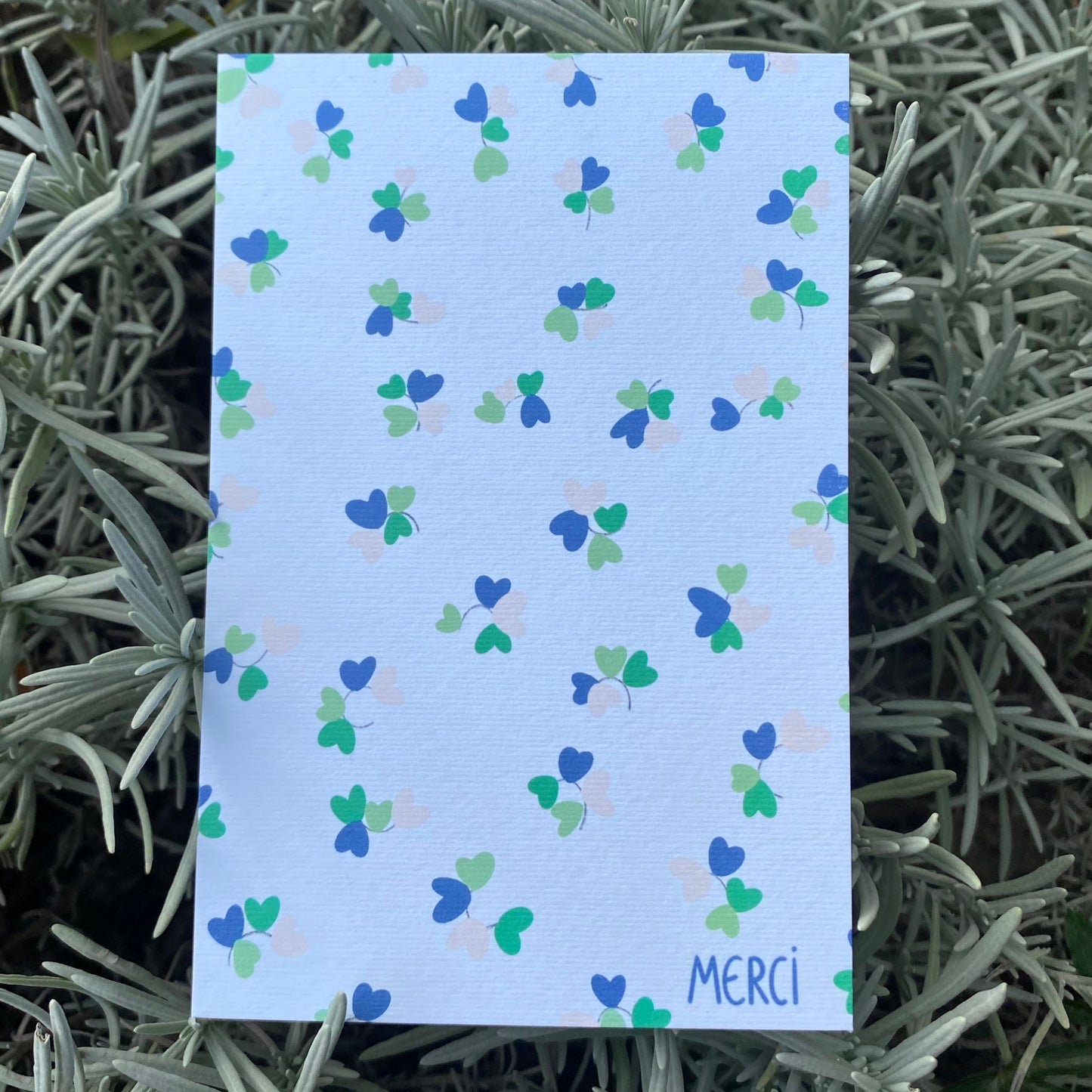 Carte MERCI " trèfles de cœur"