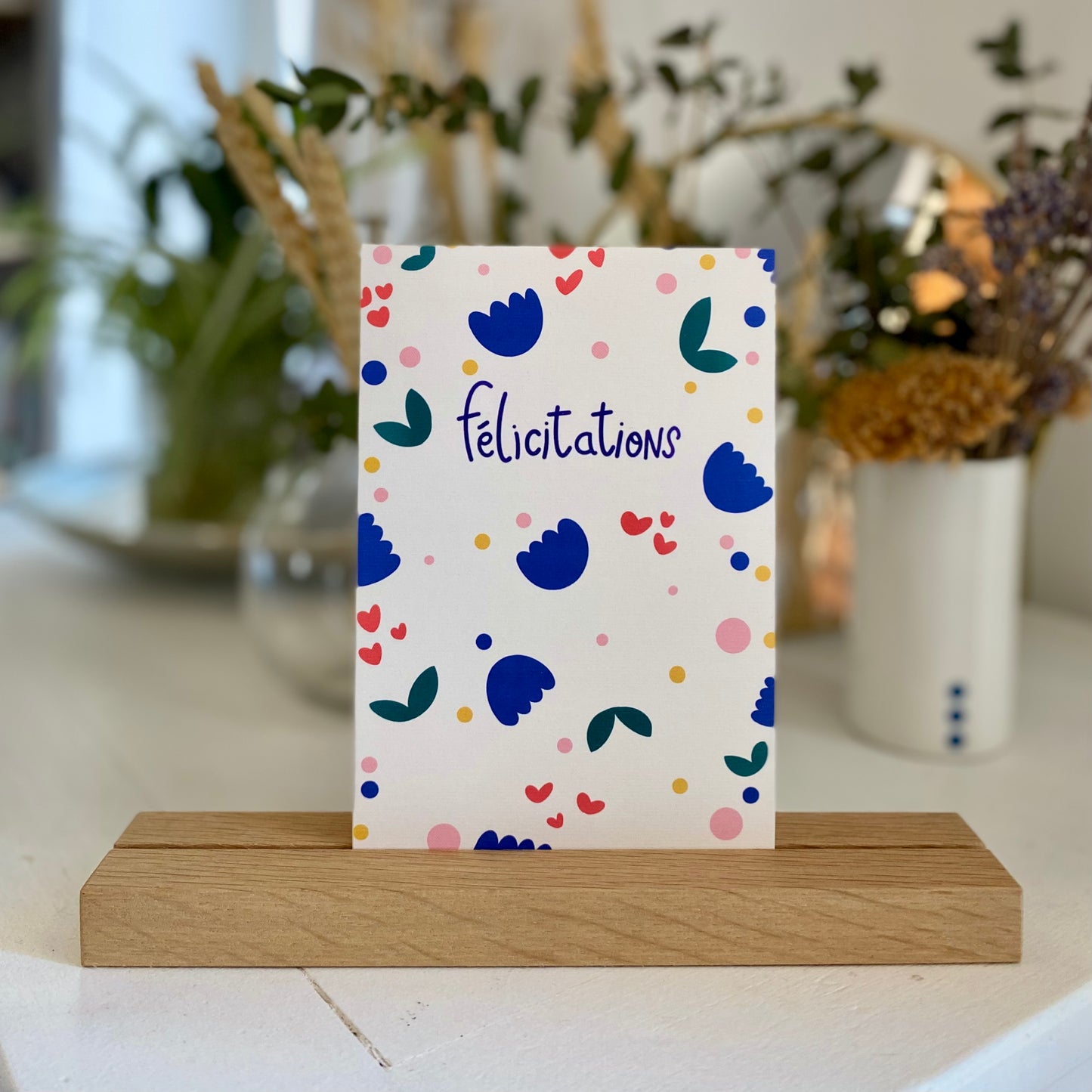 Carte FÉLICITATIONS "confettis tulipes"