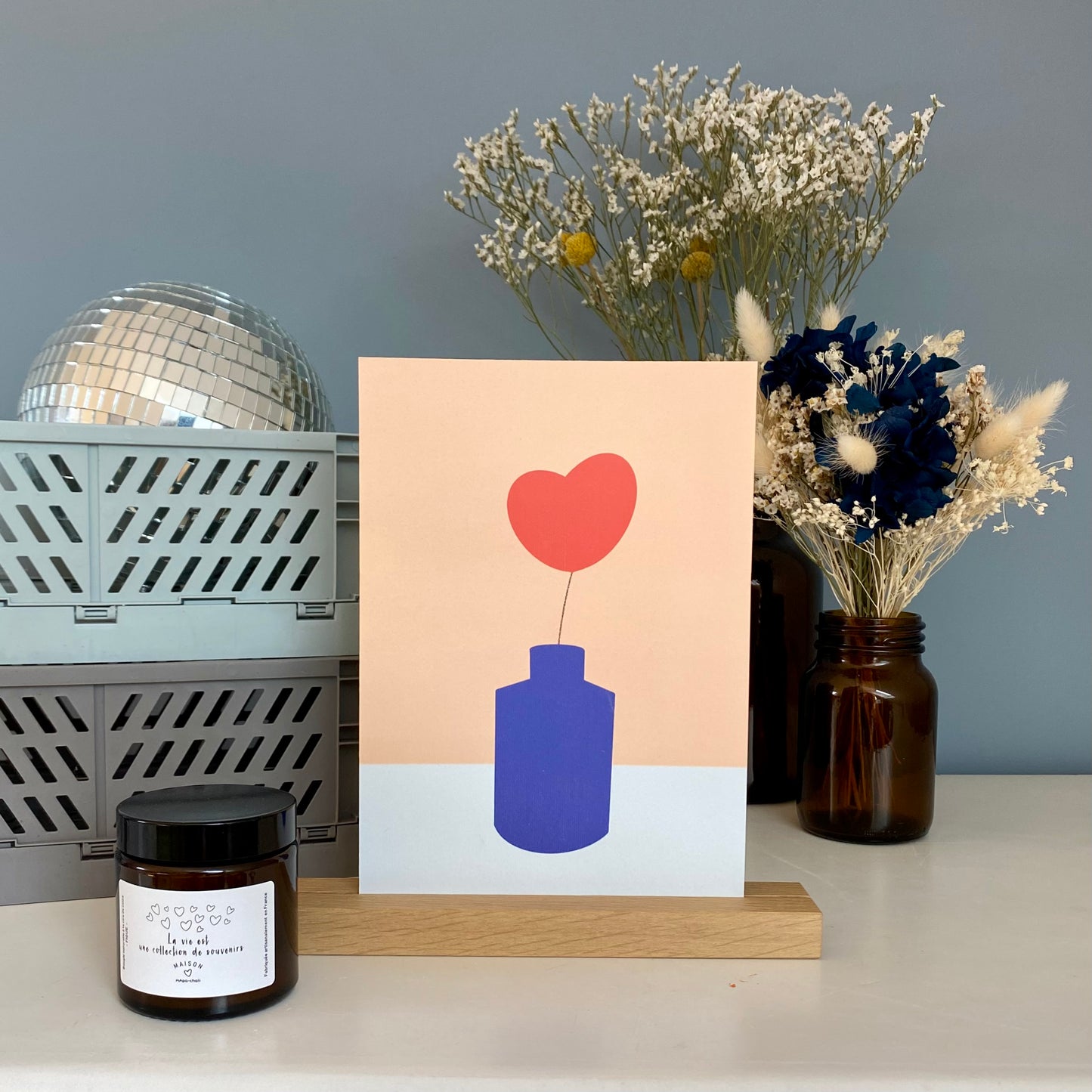 Carte déco VASE "coeur"
