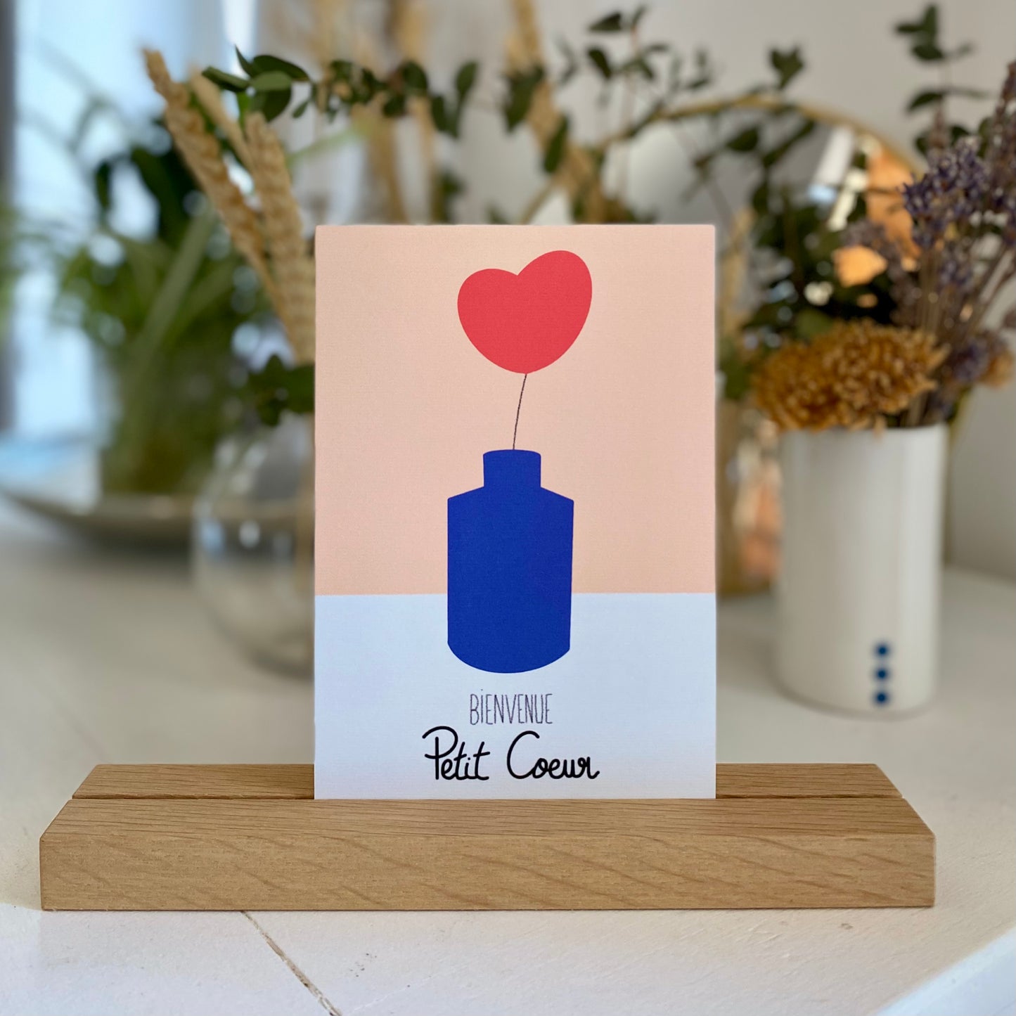 Carte bienvenue vase coeur