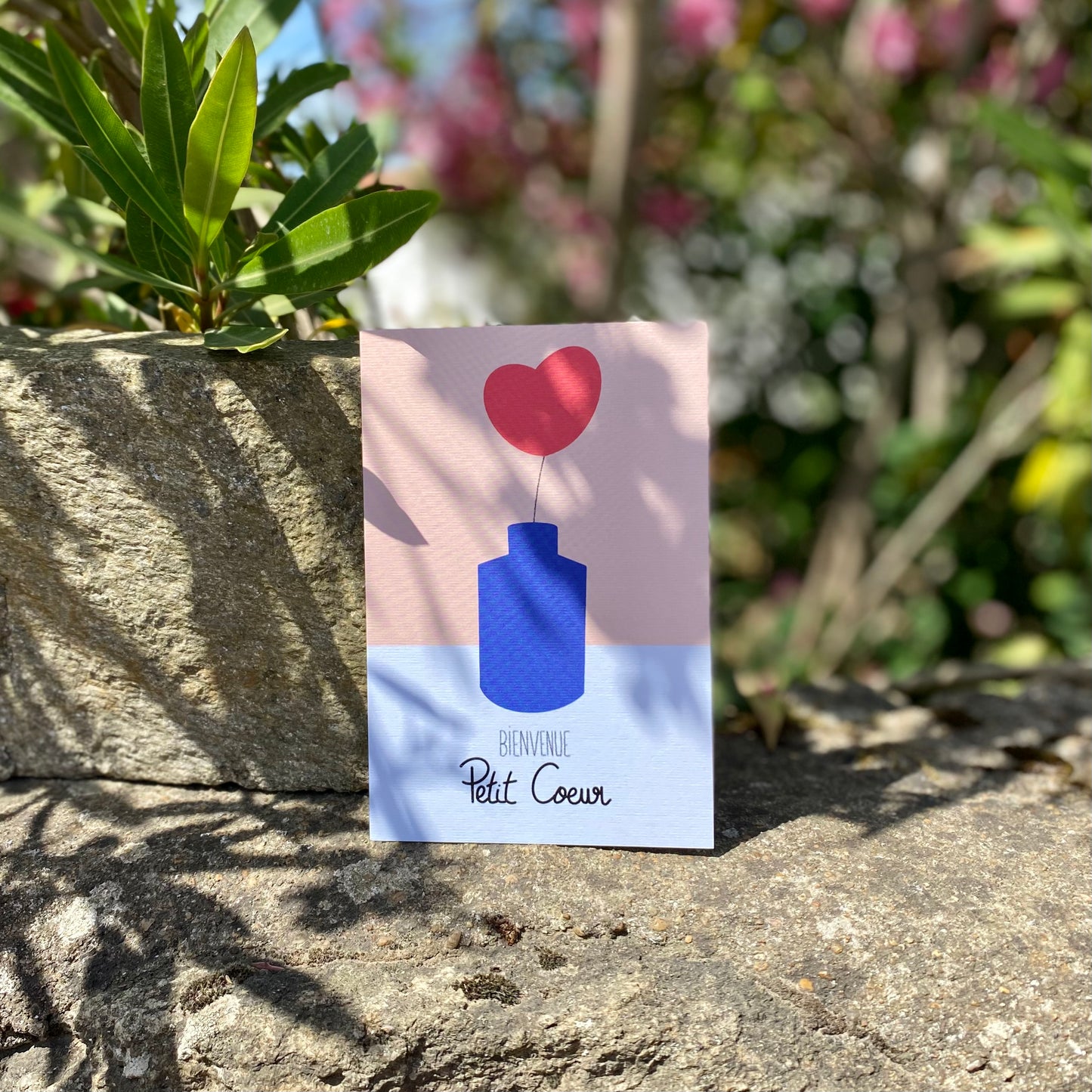 Carte bienvenue vase coeur