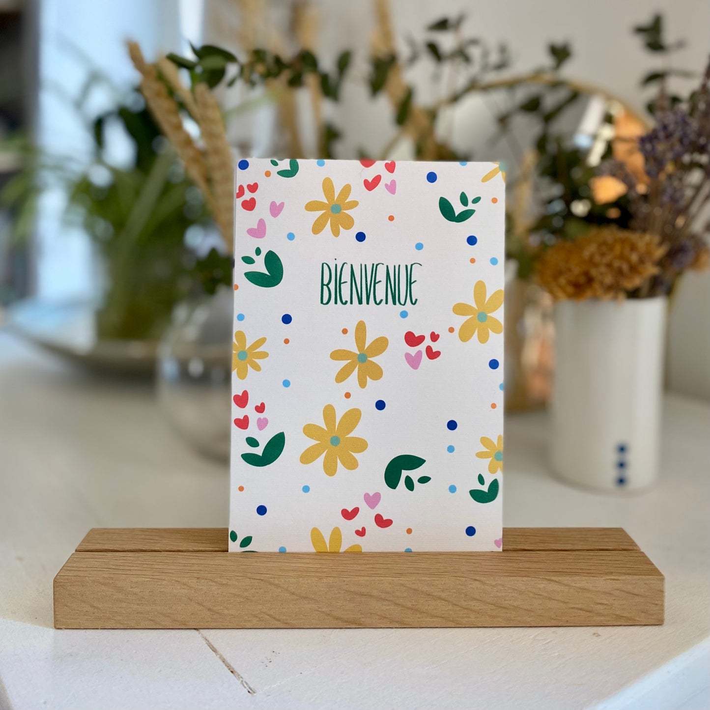 Carte BIENVENUE "confettis marguerites"