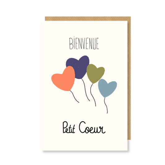 Carte BIENVENUE Petit coeur Ballons